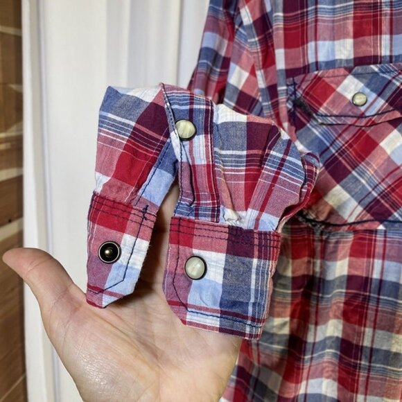 Walt Disney Parks Mickey Mouse Pearl Snap Red Plaid Western Shirt‎ Sz XL Mens - Picture 4 of 9